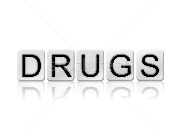 Drugs geïsoleerd betegelde brieven woord geschreven Stockfoto © enterlinedesign