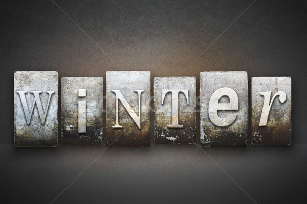Kış kelime yazılı bağbozumu tip Stok fotoğraf © enterlinedesign