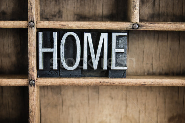 Stock photo: Home Concept Metal Letterpress Word in Drawer