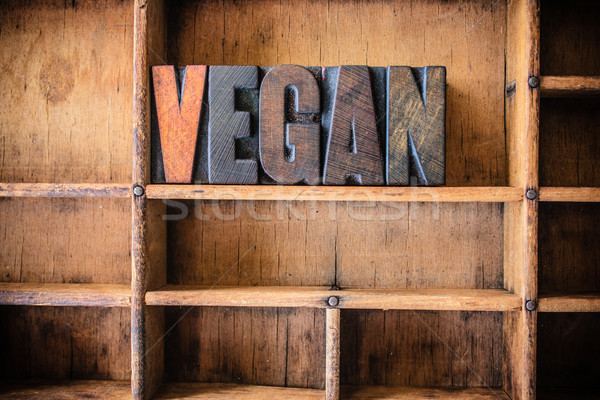 Vegan Concept Wooden Letterpress Theme Stock photo © enterlinedesign