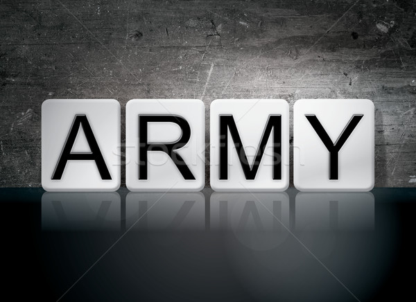 Armee gefliesten Briefe Wort geschrieben weiß Stock foto © enterlinedesign