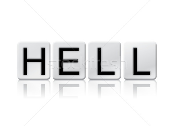 Hölle isoliert gefliesten Briefe Wort geschrieben Stock foto © enterlinedesign
