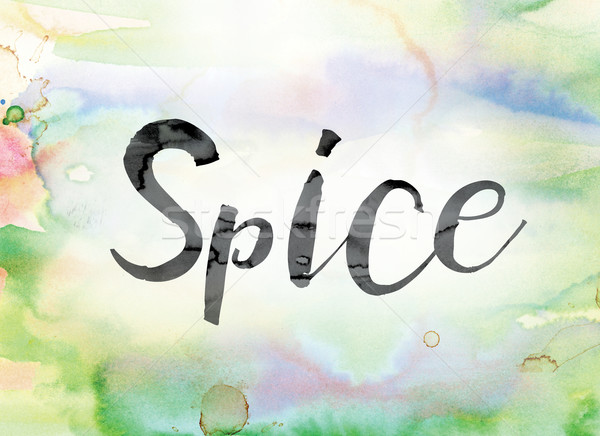 Spice Colorful Watercolor and Ink Word Art Stock photo © enterlinedesign