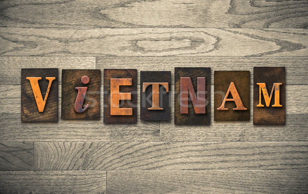 Vietnam Wooden Letterpress Concept Stock photo © enterlinedesign