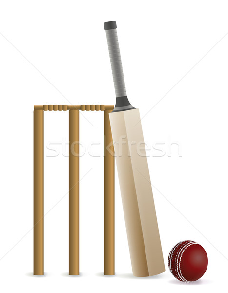 Cricket Bat, Ball, and Wicket Illustration Stock photo © enterlinedesign