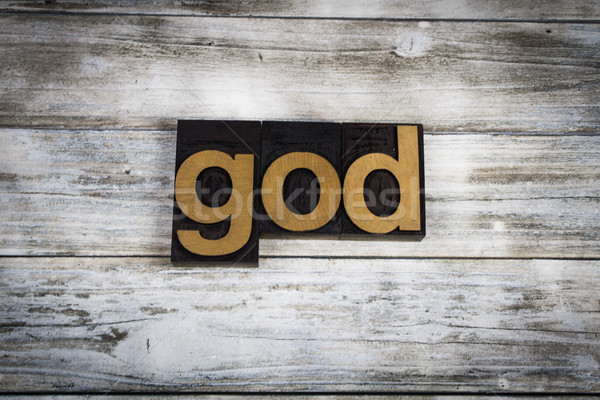 Isten magasnyomás szó fából készült írott Stock fotó © enterlinedesign