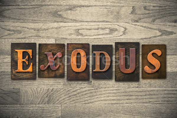 Exodus Concept Wooden Letterpress Type Stock photo © enterlinedesign