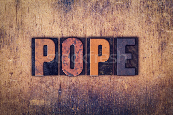 Pápa fából készült magasnyomás szó írott Stock fotó © enterlinedesign