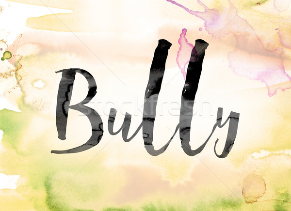 Bully Colorful Watercolor and Ink Word Art Stock photo © enterlinedesign