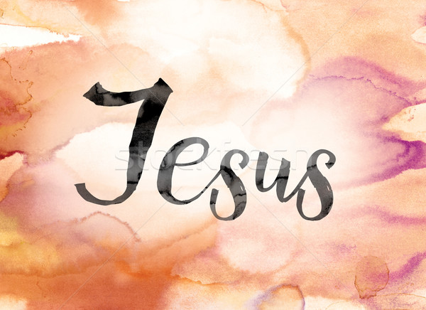 Stock photo: Jesus Colorful Watercolor and Ink Word Art