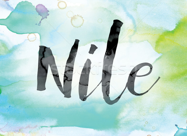 Nile Colorful Watercolor and Ink Word Art Stock photo © enterlinedesign