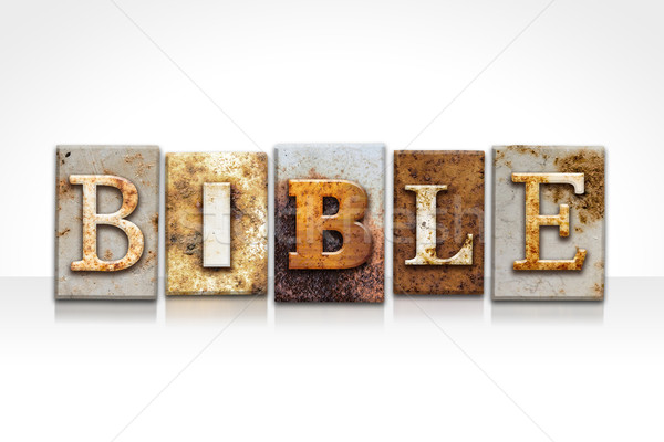 Bible Letterpress Concept Isolated on White Stock photo © enterlinedesign