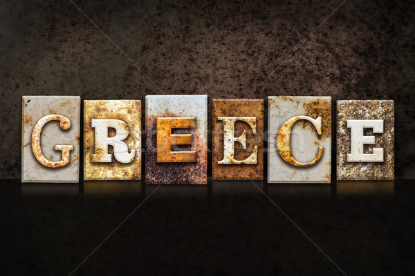 Griekenland donkere woord geschreven roestige Stockfoto © enterlinedesign