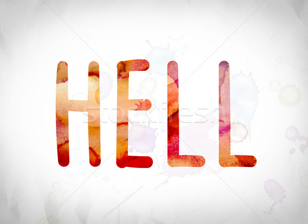 Hell Concept Watercolor Word Art Stock photo © enterlinedesign