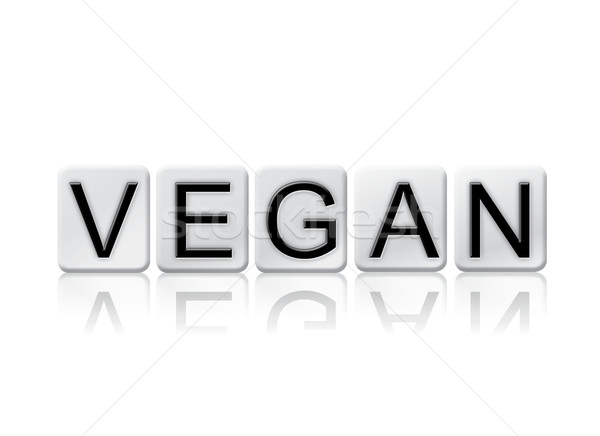 Foto stock: Vegan · isolado · azulejos · cartas · palavra · escrito