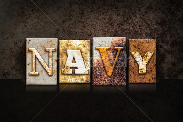 Navy Letterpress Concept on Dark Background Stock photo © enterlinedesign