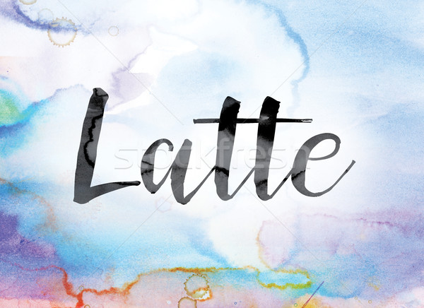 Latte Colorful Watercolor and Ink Word Art Stock photo © enterlinedesign
