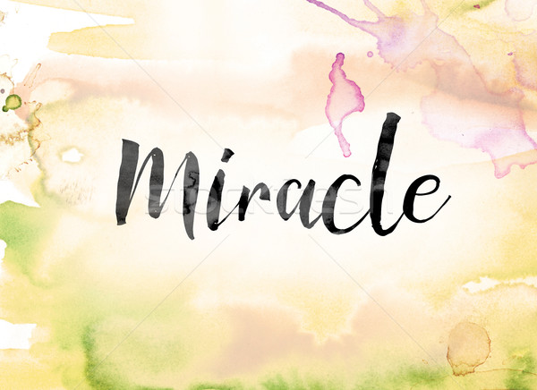 Miracle Colorful Watercolor and Ink Word Art Stock photo © enterlinedesign