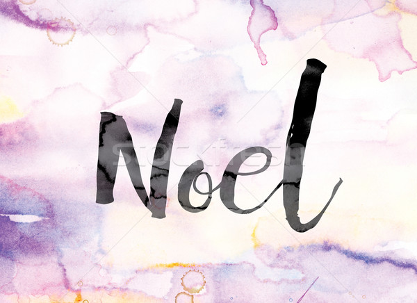 Noel Colorful Watercolor and Ink Word Art Stock photo © enterlinedesign