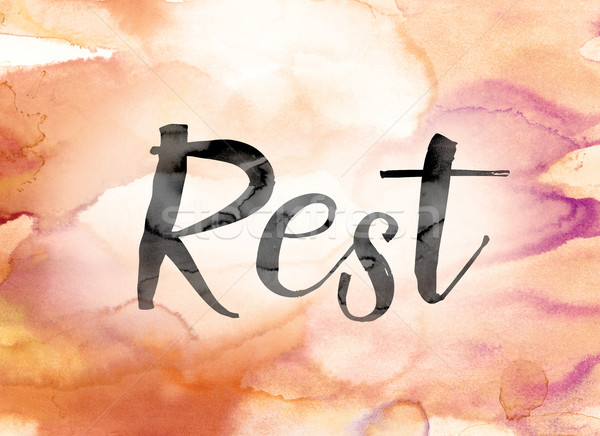 Rest Colorful Watercolor and Ink Word Art Stock photo © enterlinedesign