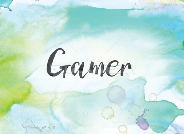 Gamer Concept Watercolor and Ink Painting Stock photo © enterlinedesign