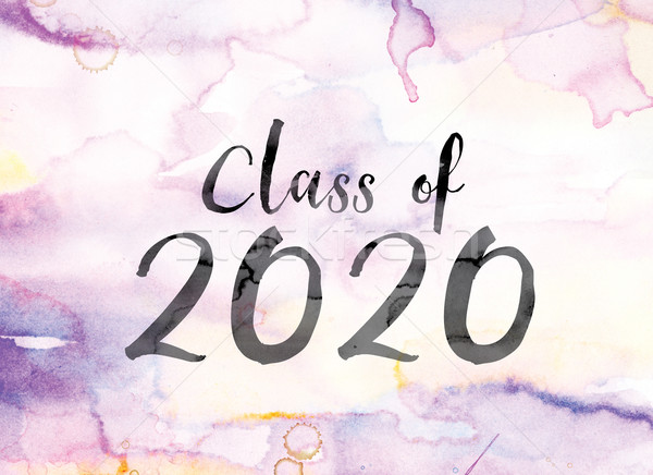Class of 2020 Colorful Watercolor and Ink Word Art Stock photo © enterlinedesign
