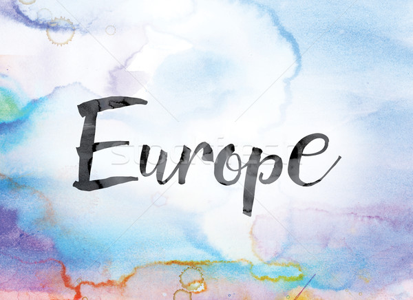 Европа красочный акварель чернила слово искусства Сток-фото © enterlinedesign
