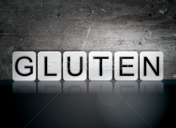 Gluten pardoseala de gresie litere cuvant scris alb Imagine de stoc © enterlinedesign
