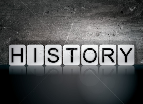 Tarih kiremitli harfler kelime yazılı beyaz Stok fotoğraf © enterlinedesign