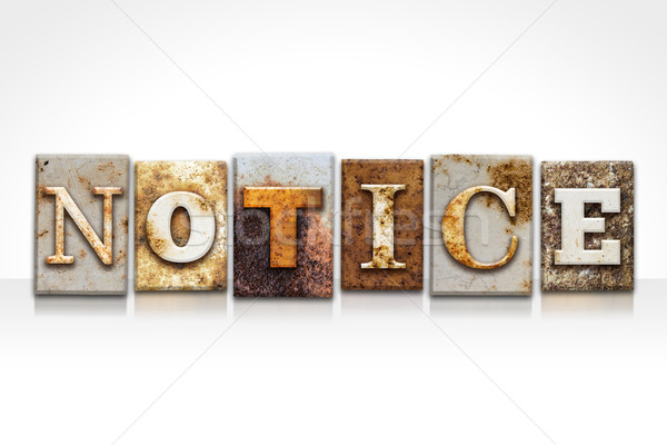 Notice Letterpress Concept Isolated on White Stock photo © enterlinedesign