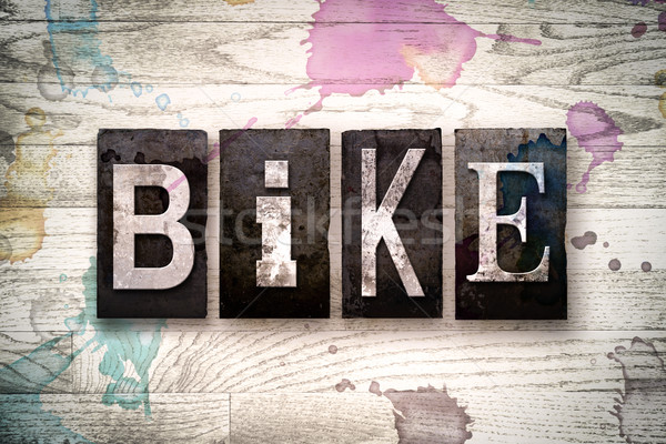 Bike Concept Metal Letterpress Type Stock photo © enterlinedesign