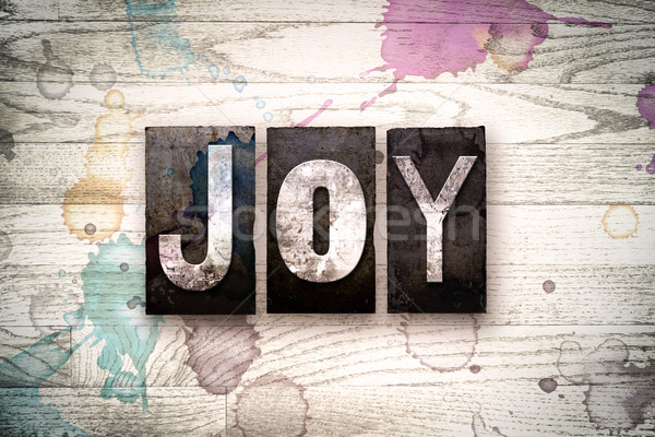 Joy Concept Metal Letterpress Type Stock photo © enterlinedesign