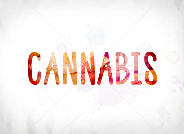 Foto d'archivio: Cannabis · verniciato · acquerello · parola · arte · colorato
