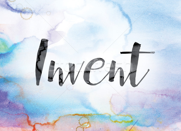 Invent Colorful Watercolor and Ink Word Art Stock photo © enterlinedesign