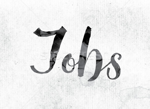 Jobs geschilderd inkt woord aquarel witte Stockfoto © enterlinedesign