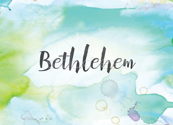 Bethlehem Concept Watercolor and Ink Painting Stock photo © enterlinedesign