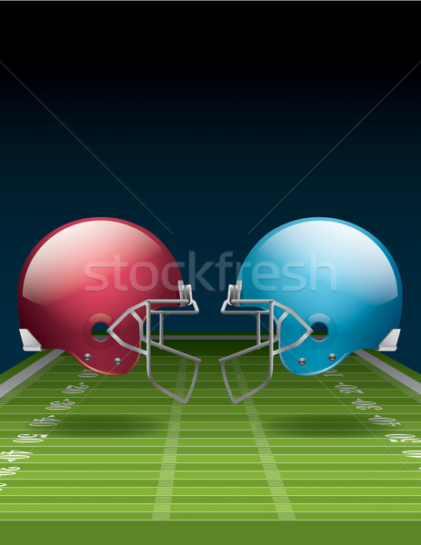 American Football Field and Helmets Stock photo © enterlinedesign
