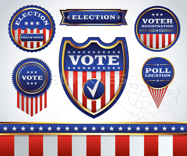 Set of Election and Voting Badges and Labels Stock photo © enterlinedesign