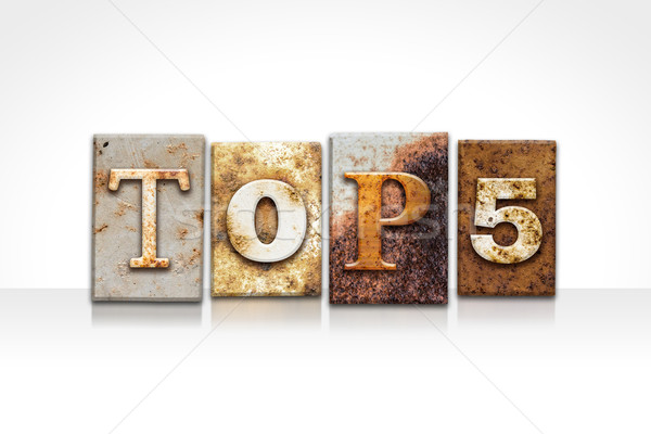 Top 5 Letterpress Concept Isolated on White Stock photo © enterlinedesign