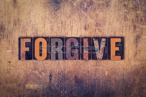 Forgive Concept Wooden Letterpress Type Stock photo © enterlinedesign