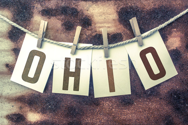 Ohio Concept Pinned Stamped Cards on Twine Theme Stock photo © enterlinedesign