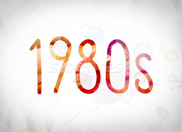 1980 aquarela palavra arte escrito branco Foto stock © enterlinedesign