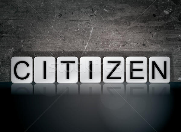 Cidadão azulejos palavra escrito branco azulejos Foto stock © enterlinedesign