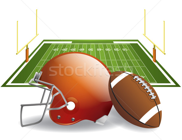 Amerykański piłka nożna kask piłka dziedzinie wektora Zdjęcia stock © enterlinedesign