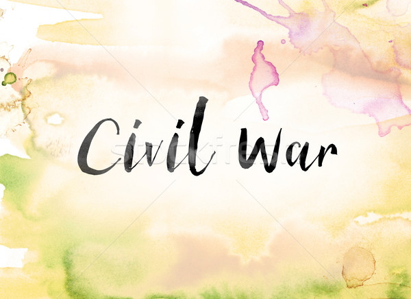 Civil War Colorful Watercolor and Ink Word Art Stock photo © enterlinedesign