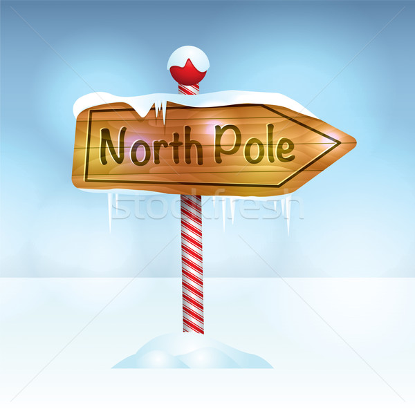 Christmas North Pole Sign in Snow Illustration Stock photo © enterlinedesign