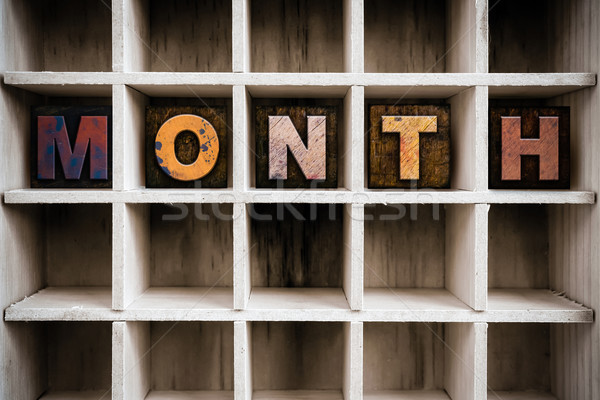 Month Concept Wooden Letterpress Type in Drawer Stock photo © enterlinedesign