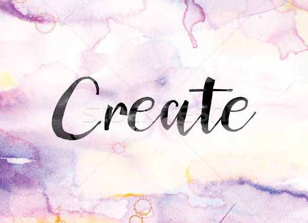 Create Colorful Watercolor and Ink Word Art Stock photo © enterlinedesign