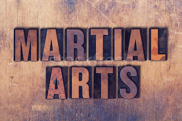 Marial Arts Theme Letterpress Word on Wood Background Stock photo © enterlinedesign