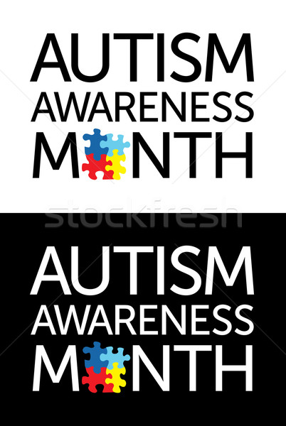 Autizmus tudatosság hónap szavak kirakós játék darabok Stock fotó © enterlinedesign